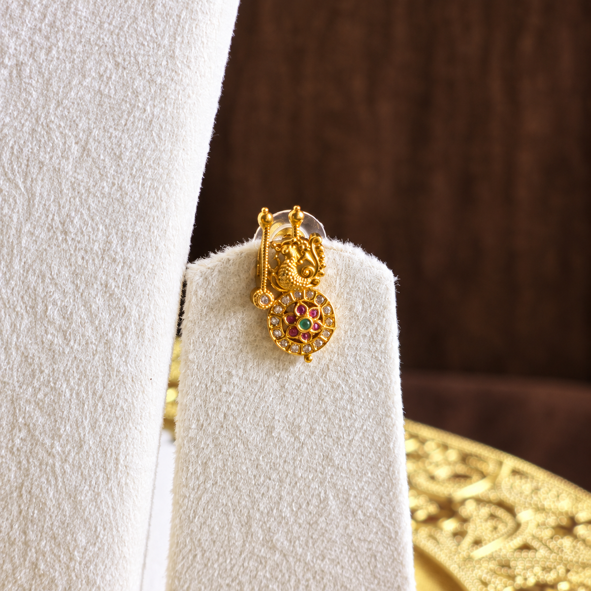 Gold-Toned CZ Floral Choker Necklace Set