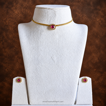 Ruby Square Stone Choker Set