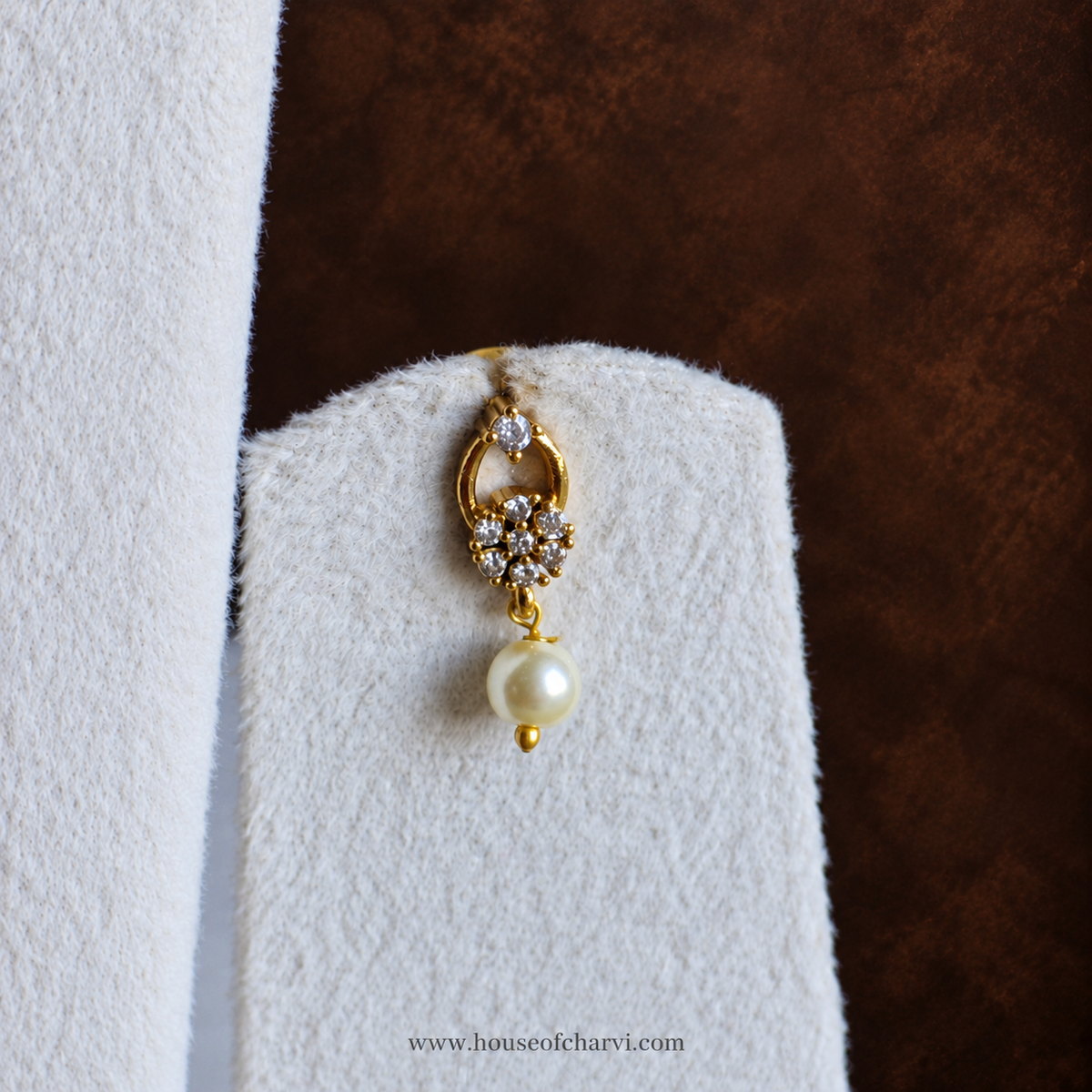 Floral CZ Pearl Drop Choker Set
