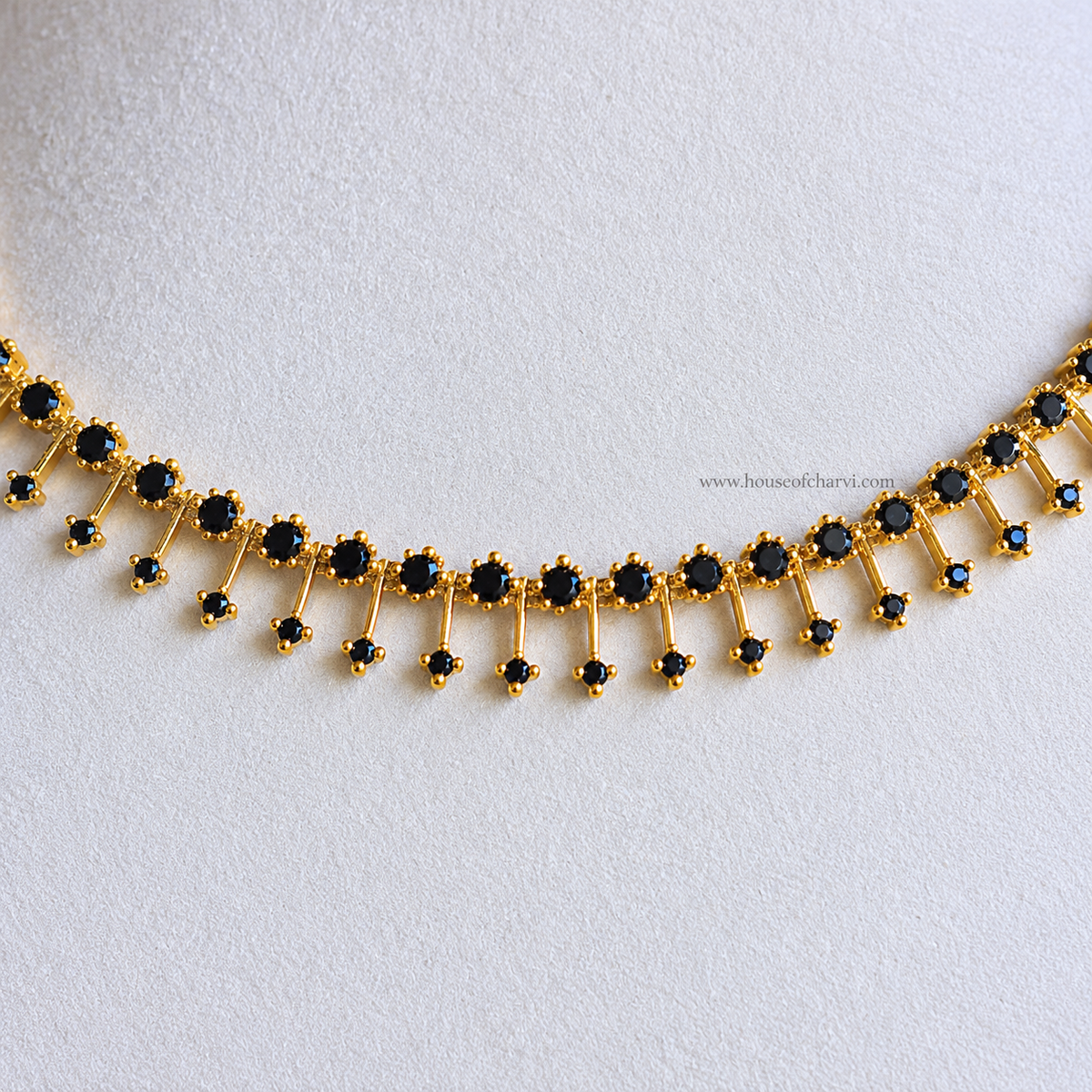 Black Stone Tennis Necklace Set