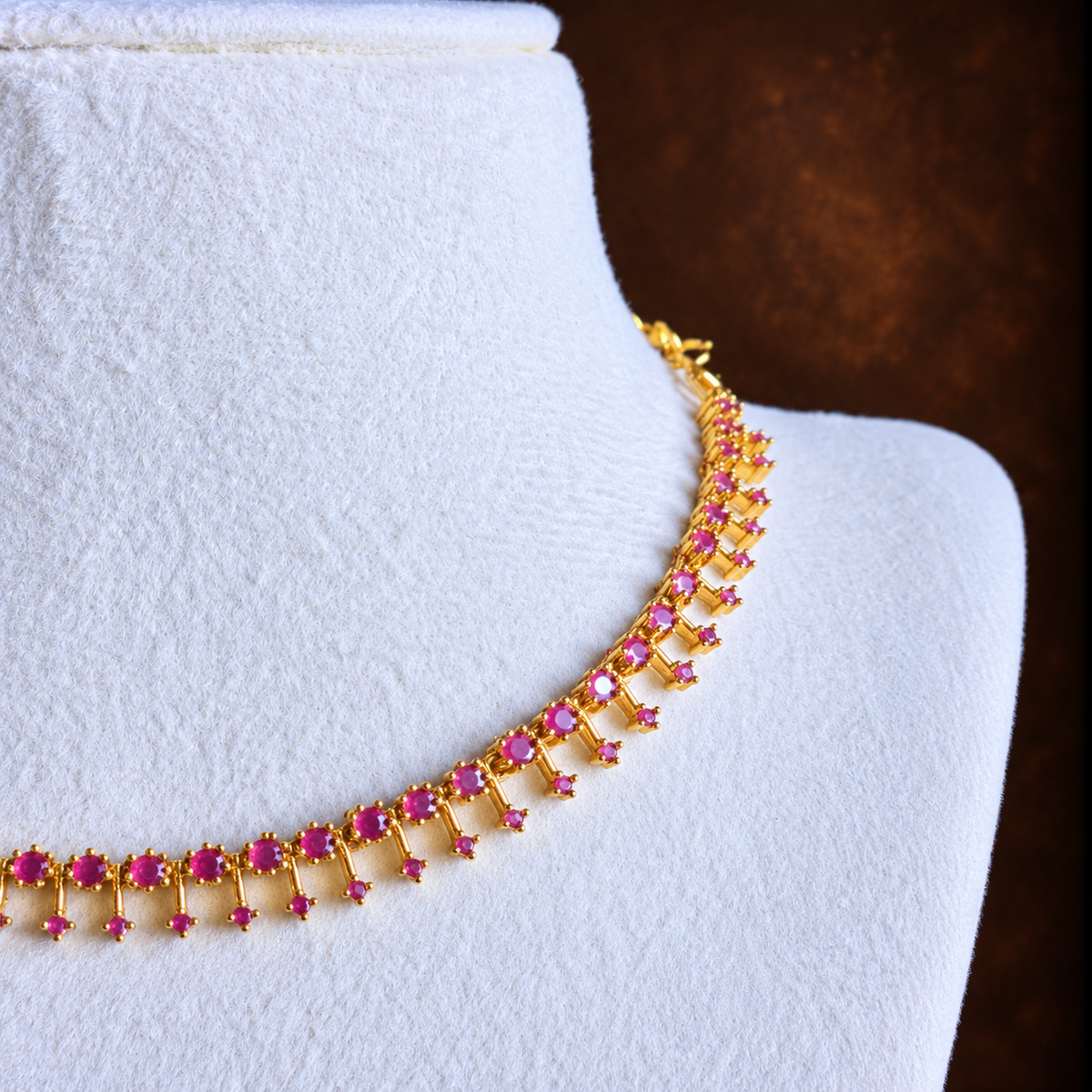 Pink CZ Tennis Necklace Set