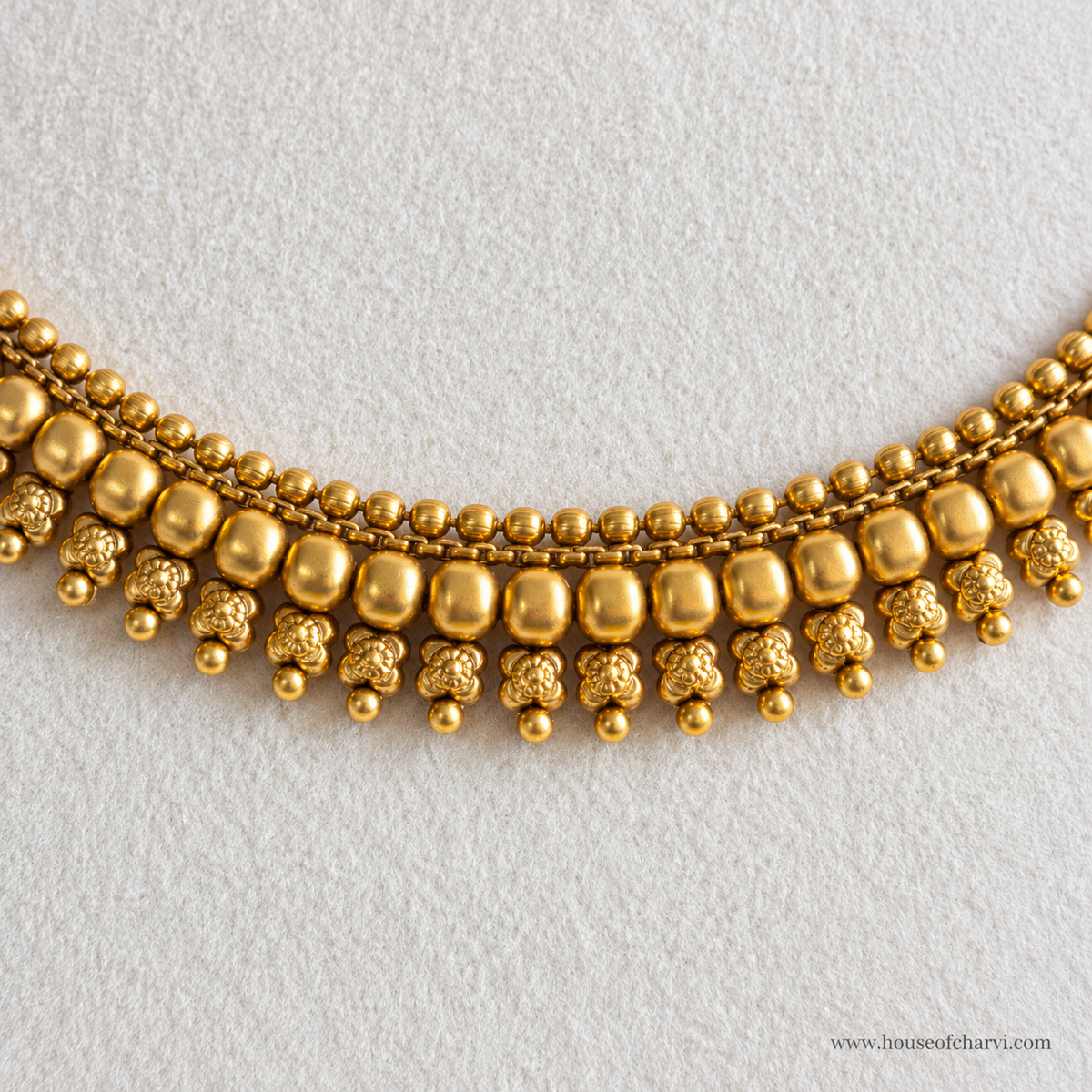 Traditional Gold Pearl Beaded Necklace Set