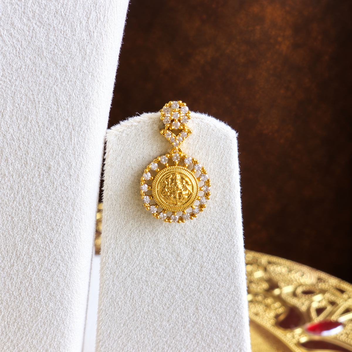 Coin Pendant CZ Necklace Set