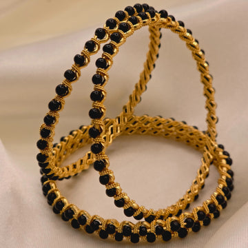 Black Beaded Bangles Pack Of 4
