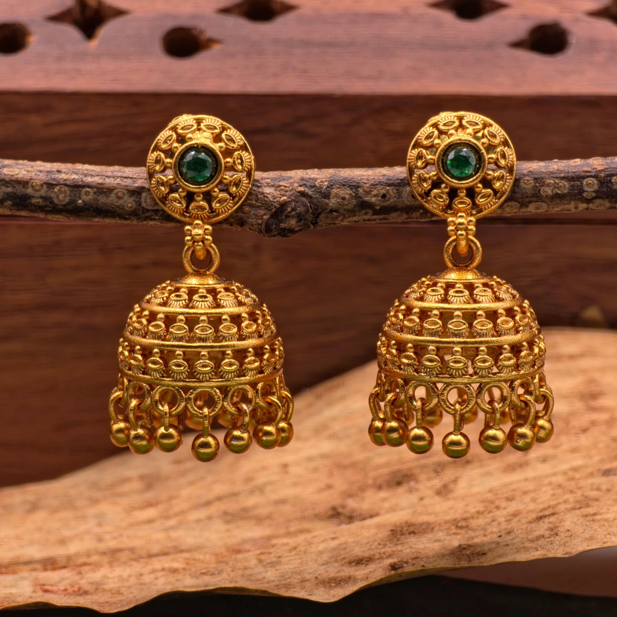 EMERALD DROP JHUMKAS