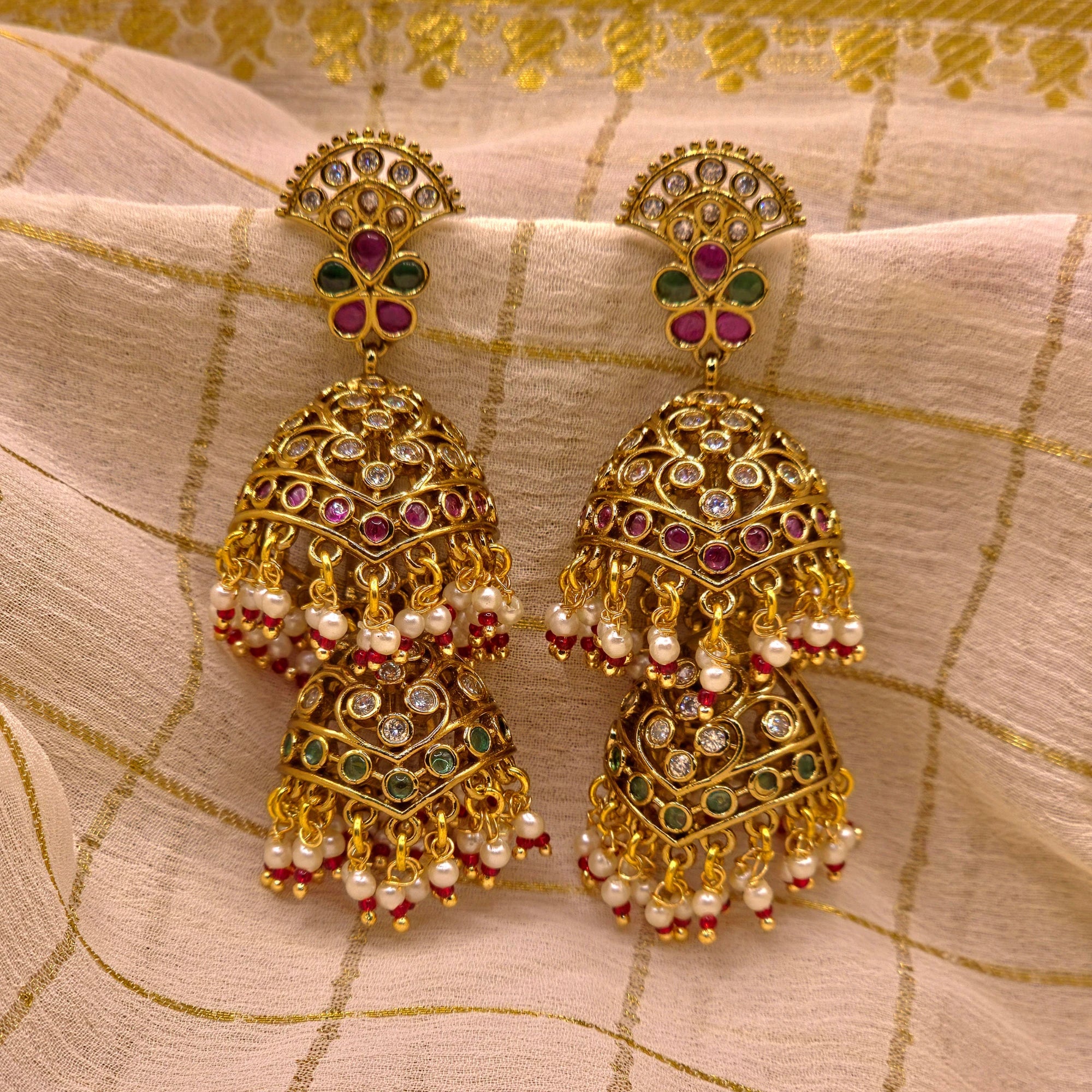 AD DOUBLE HANGER JHUMKAS