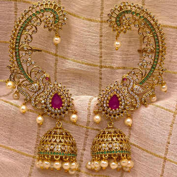 RUBY PEACOCK EARCUFFS