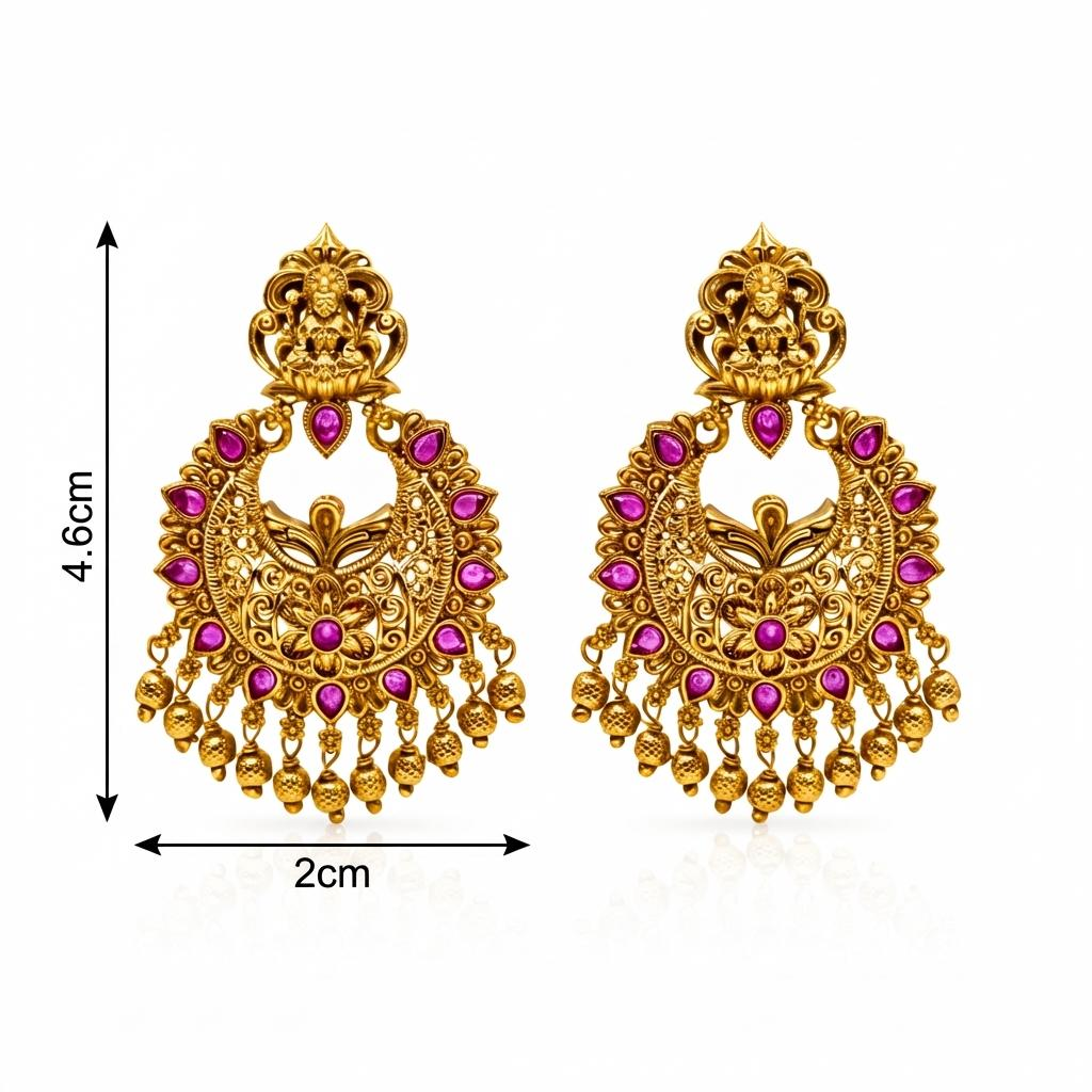 Lakshmi Ruby Gold Drop Chandbali