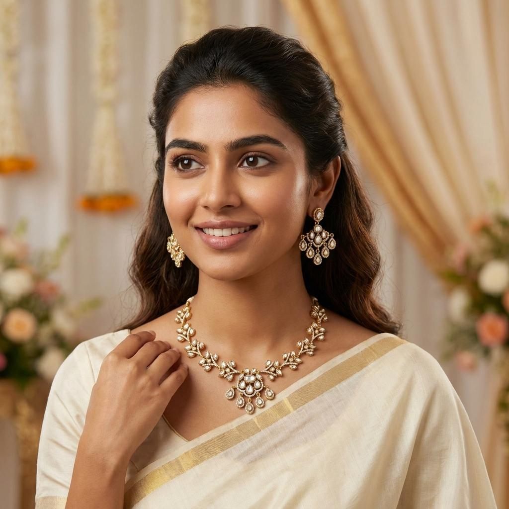 Kundan Floral Necklace Set