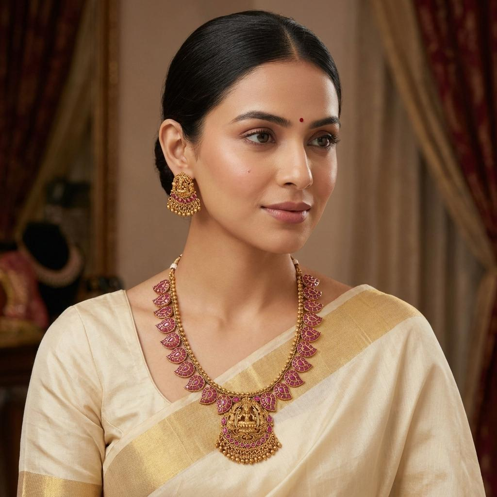 Lakshmi Ruby Antique Necklace Set