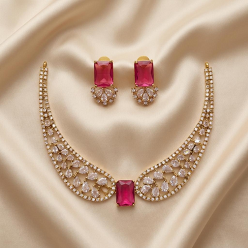 Ruby Red CZ Premium Bridal Hasli Neckpiece