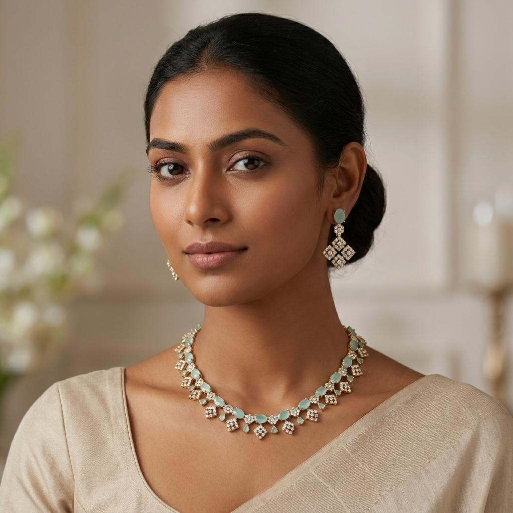 Vine Drop Zircon Necklace