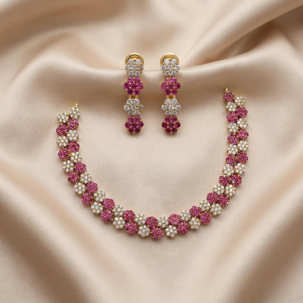 Ruby Floral Blossom Necklace