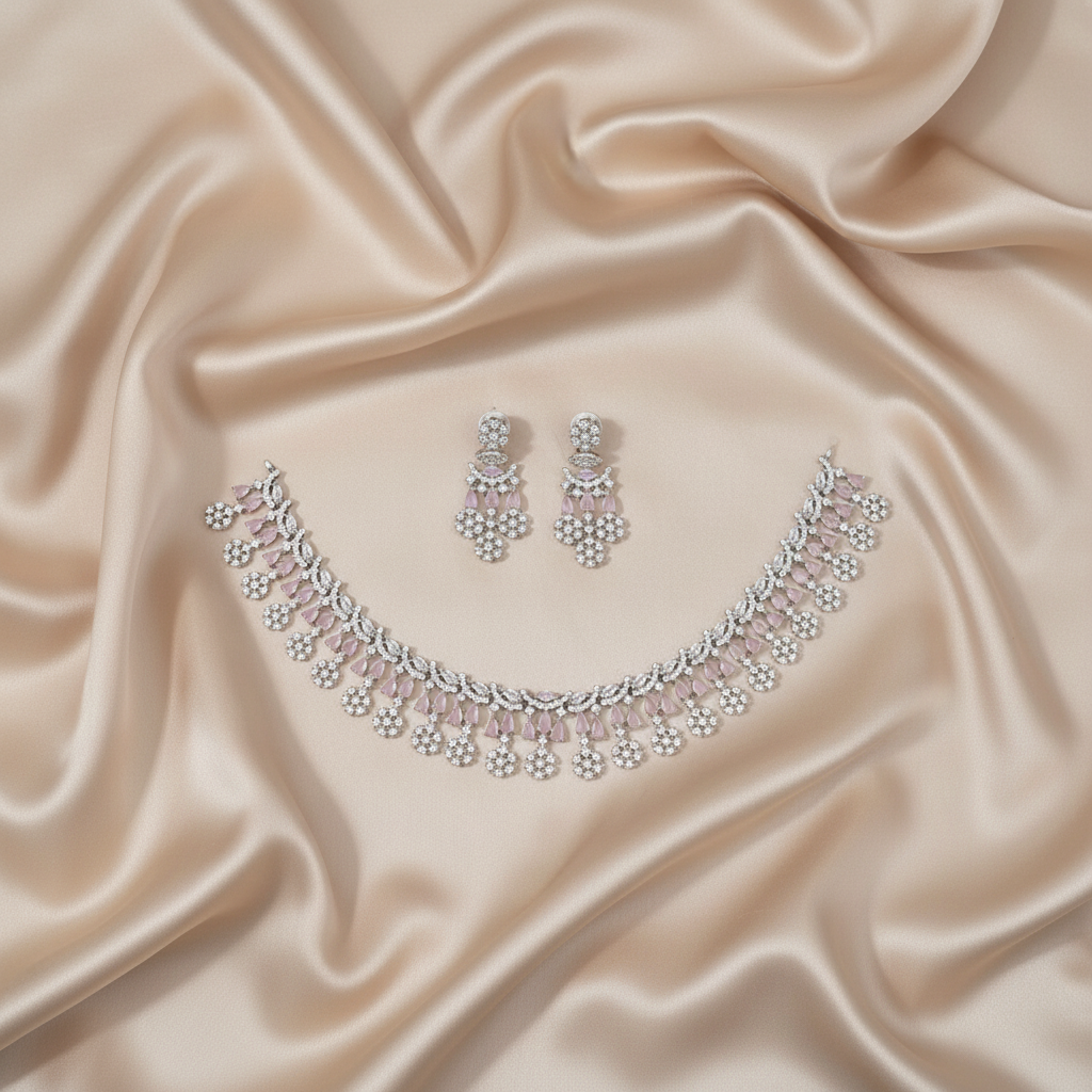 Pink Pastel Flora Zircon Neckpiece