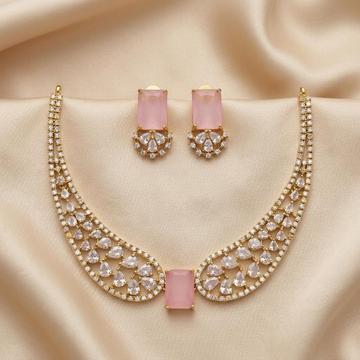 Pastel Pink CZ Premium Bridal Hasli Neckpiece