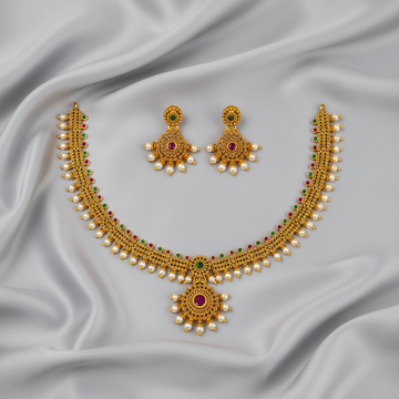 Ruby Blossom Pendant Necklace Set