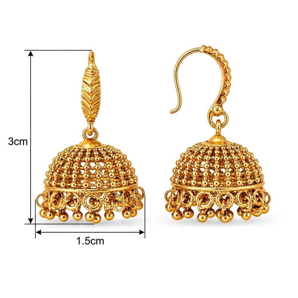 Antique Gold Leaf Jhumka Earrings
