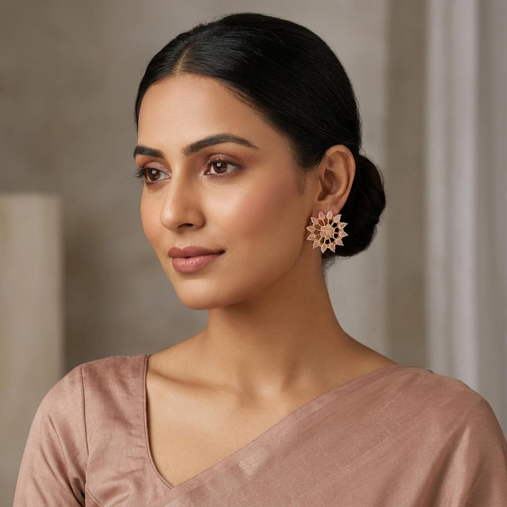 Sunburst Floral Stud Earrings