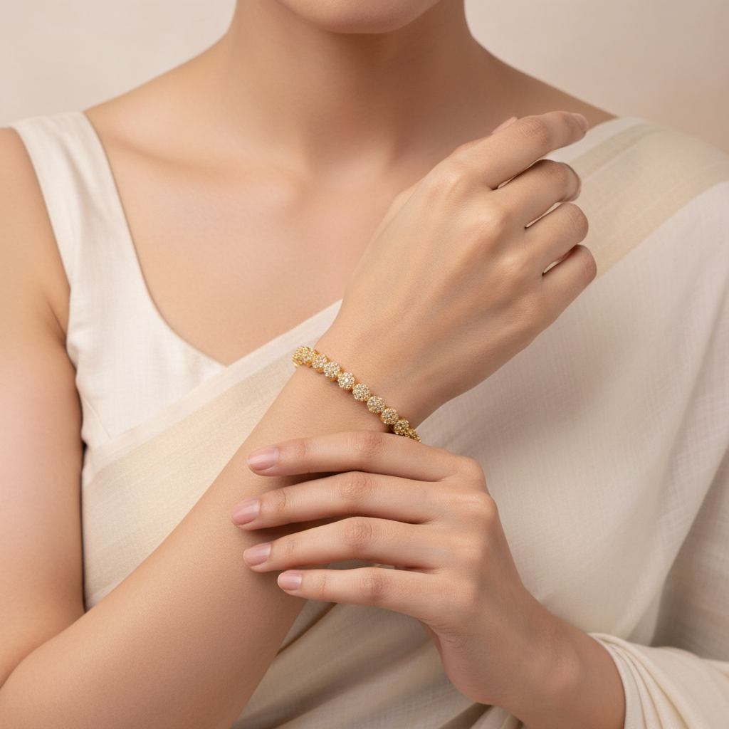 CZ Floral Cluster Bangle Set