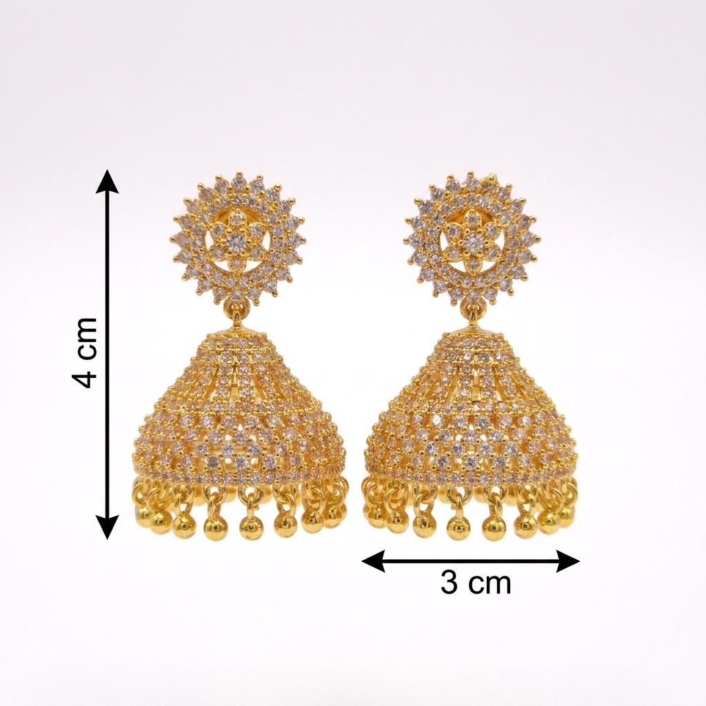 Sparkle Bloom CZ Jhumka Earrings