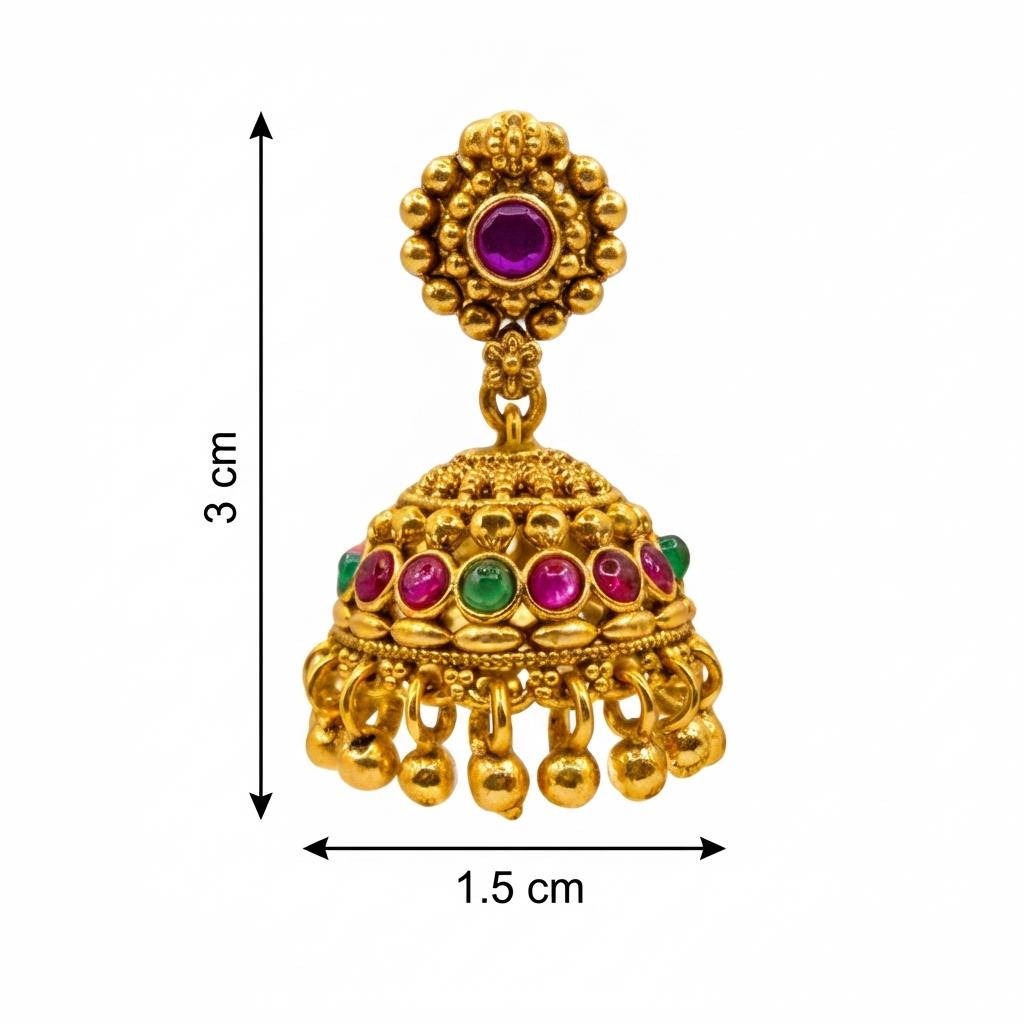 Nakshi Kemp Ruby Emerald Jhumka