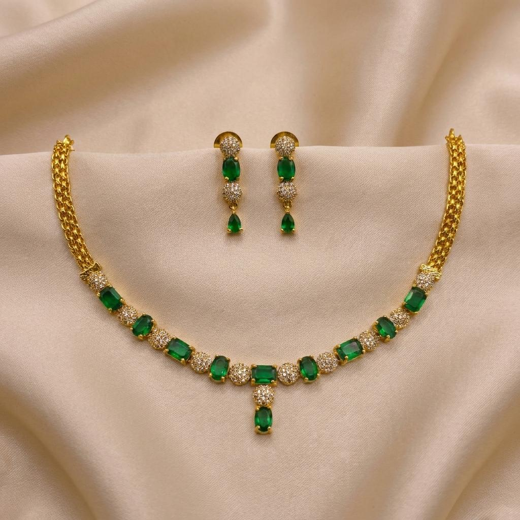Emerald Green CZ Necklace Set