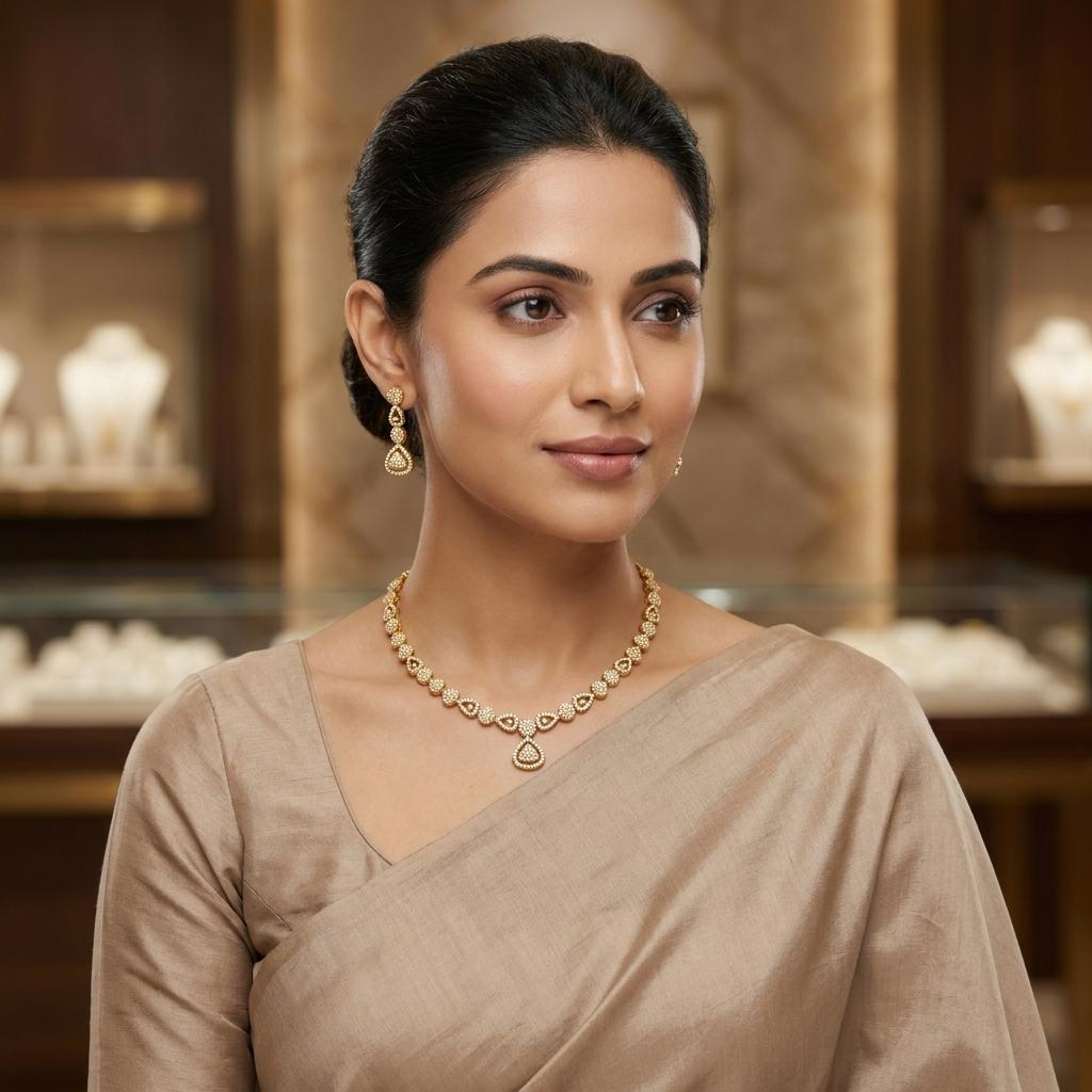 Elegant CZ Drop Necklace Set