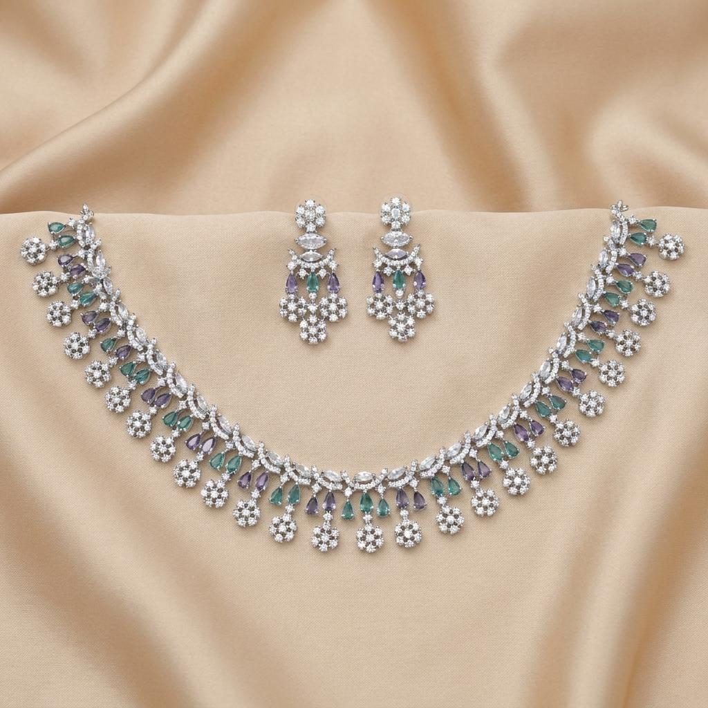 Purple Pastel Flora Zircon Neckpiece