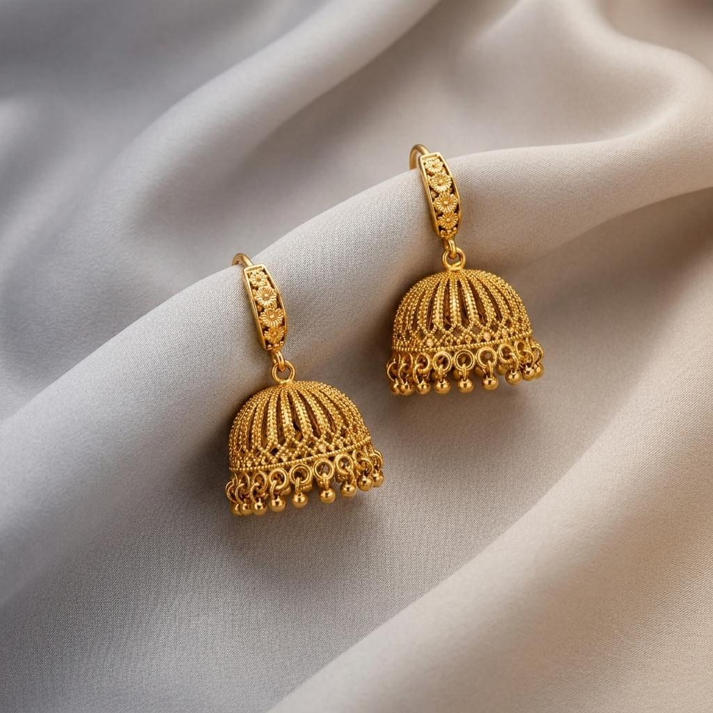 Vintage Floral Dome Jhumka Earrings