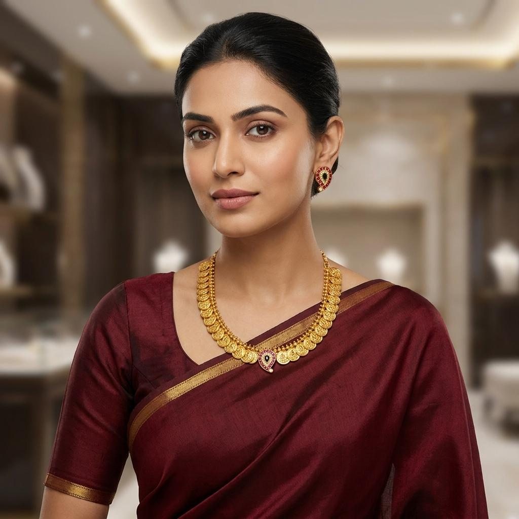 Temple Lakshmi Coin Necklace Set