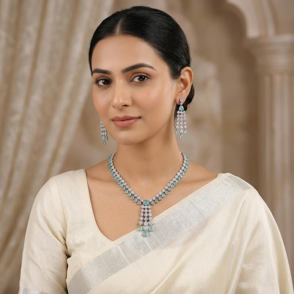 Premium Pastel Green Zircon Necklace