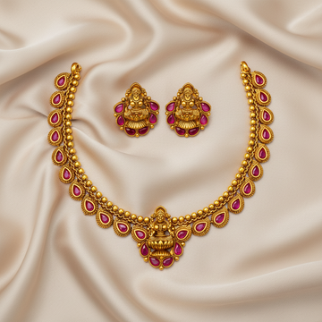 Lakshmi Ruby Temple Necklace Set