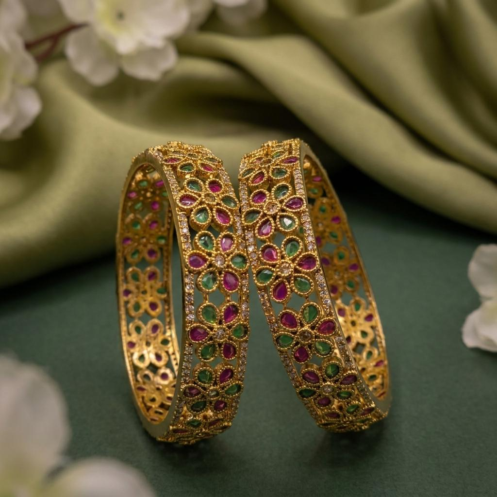 Ruby Emerald CZ Bangles
