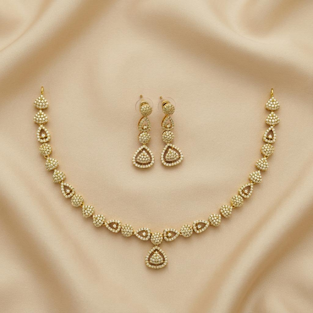 Elegant CZ Drop Necklace Set