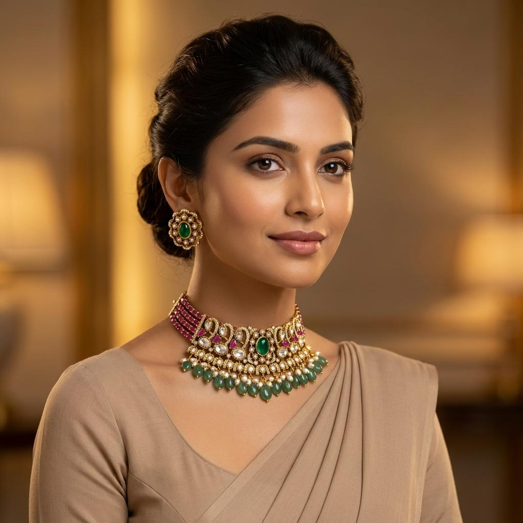 Royal Ruby Emerald Necklace set