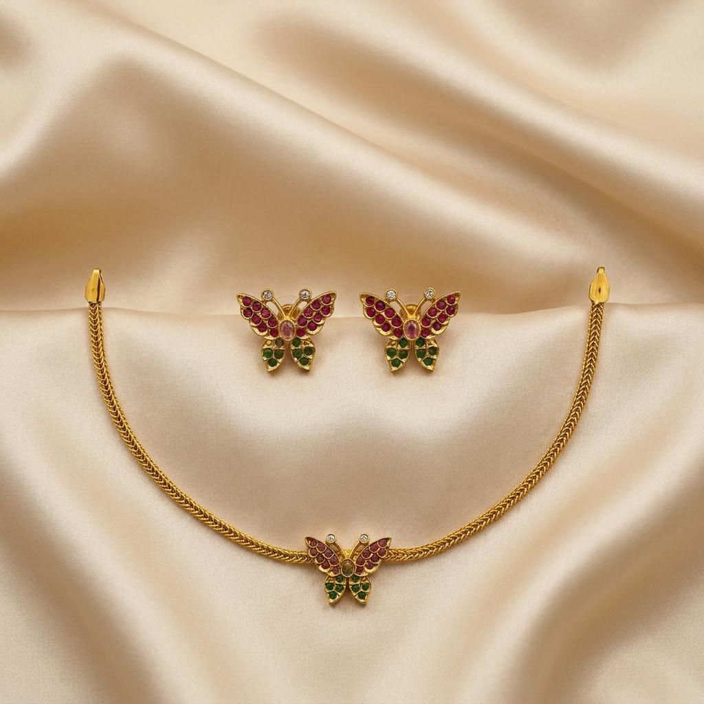 Butterfly Pendant Necklace Set