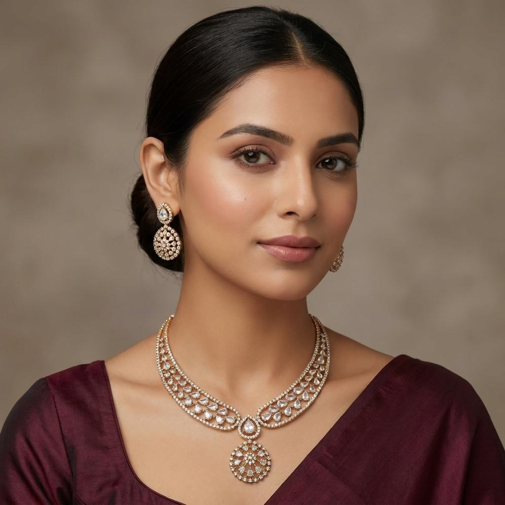 Crystal Teardrop Bridal Necklace Set