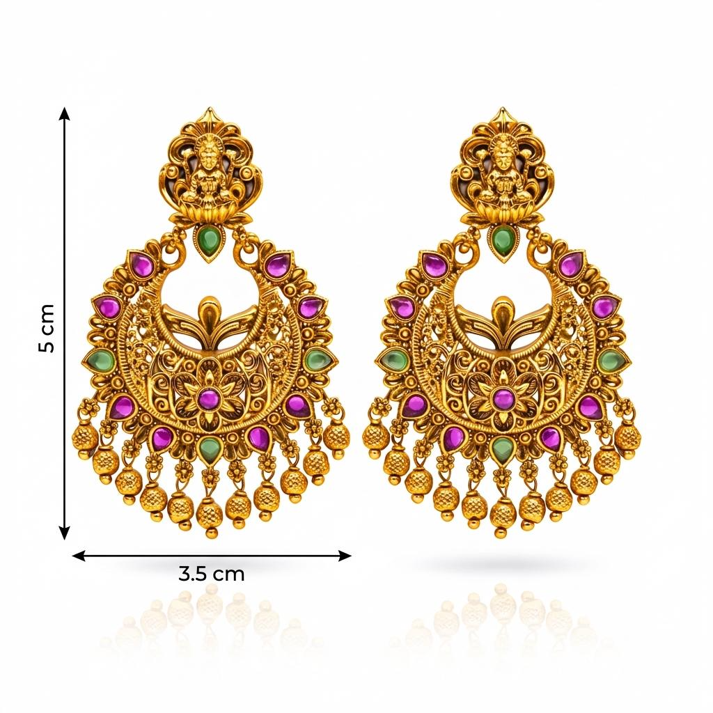 Lakshmi Filigree Ruby Emerald Chandbali