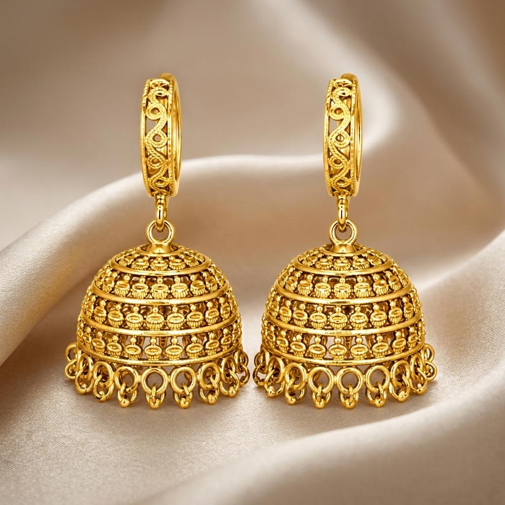 Classic Antique Gold Jhumka Earrings