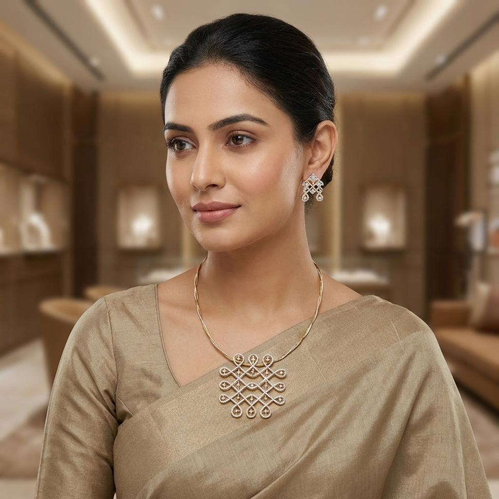 Geometric CZ Necklace Set