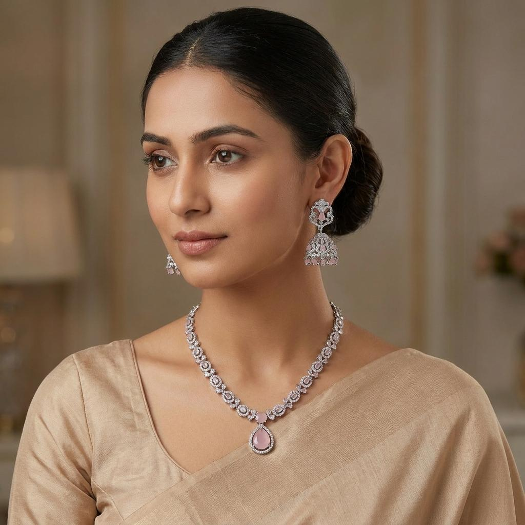 Pink Pastel Fusion Zircon Neckpiece