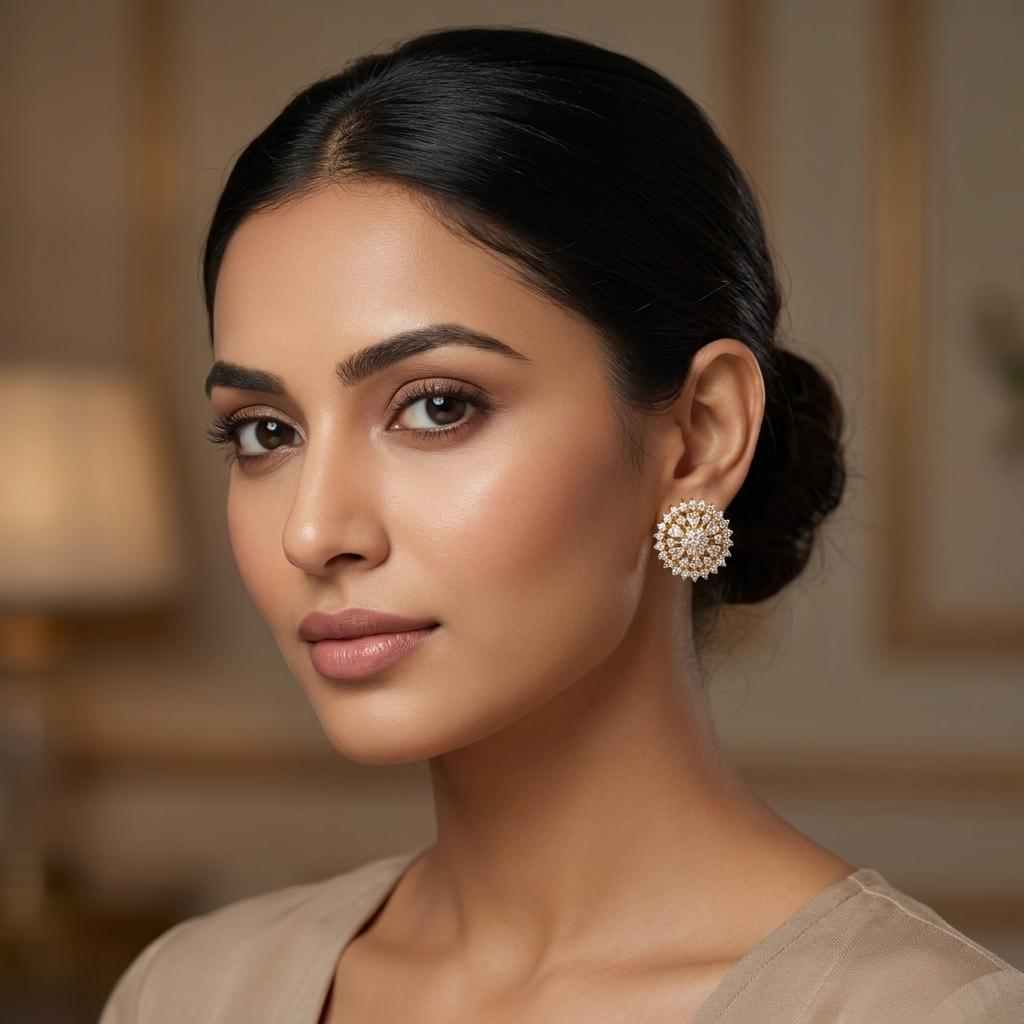 Crystal Bloom CZ Stud Earrings