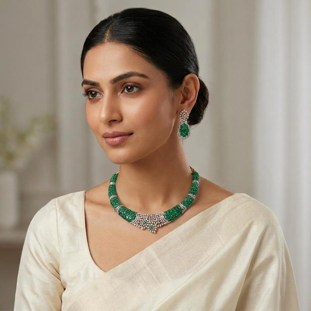 Royal Emerald Crown Hasli Necklace