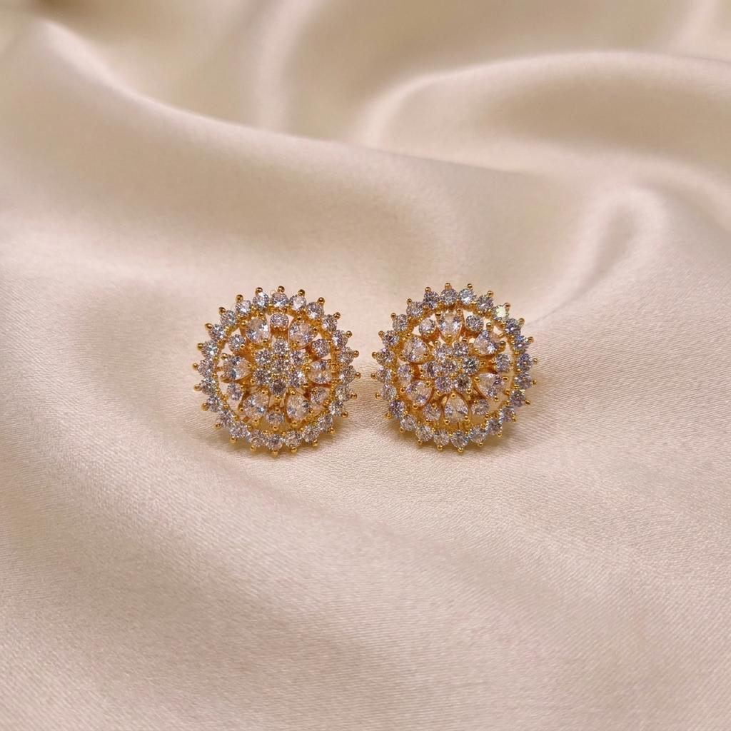 Crystal Bloom CZ Stud Earrings