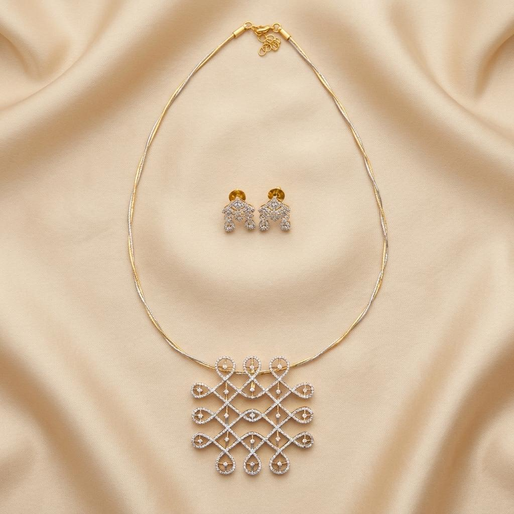 Geometric CZ Necklace Set