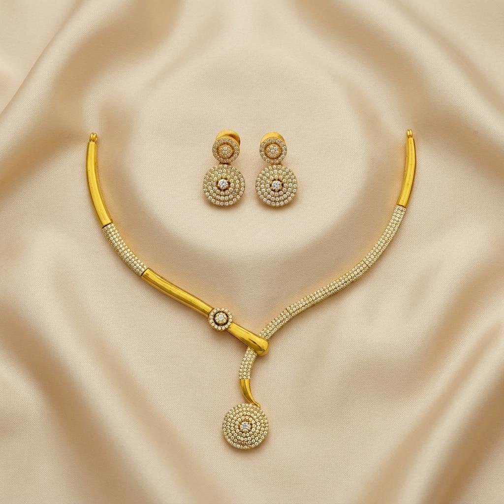 Modern CZ Y-Shape Pendant Necklace Set