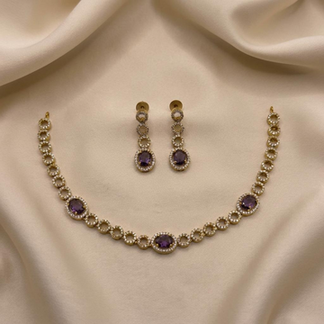 Purple CZ Designer Necklace Set