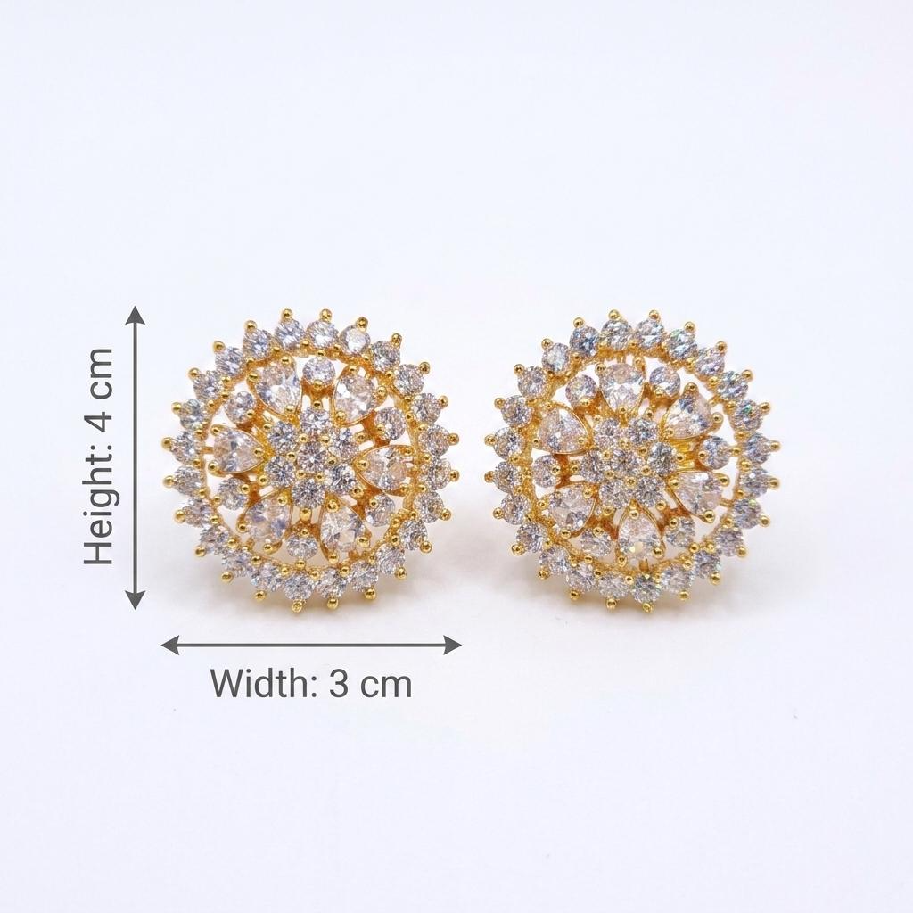 Crystal Bloom CZ Stud Earrings