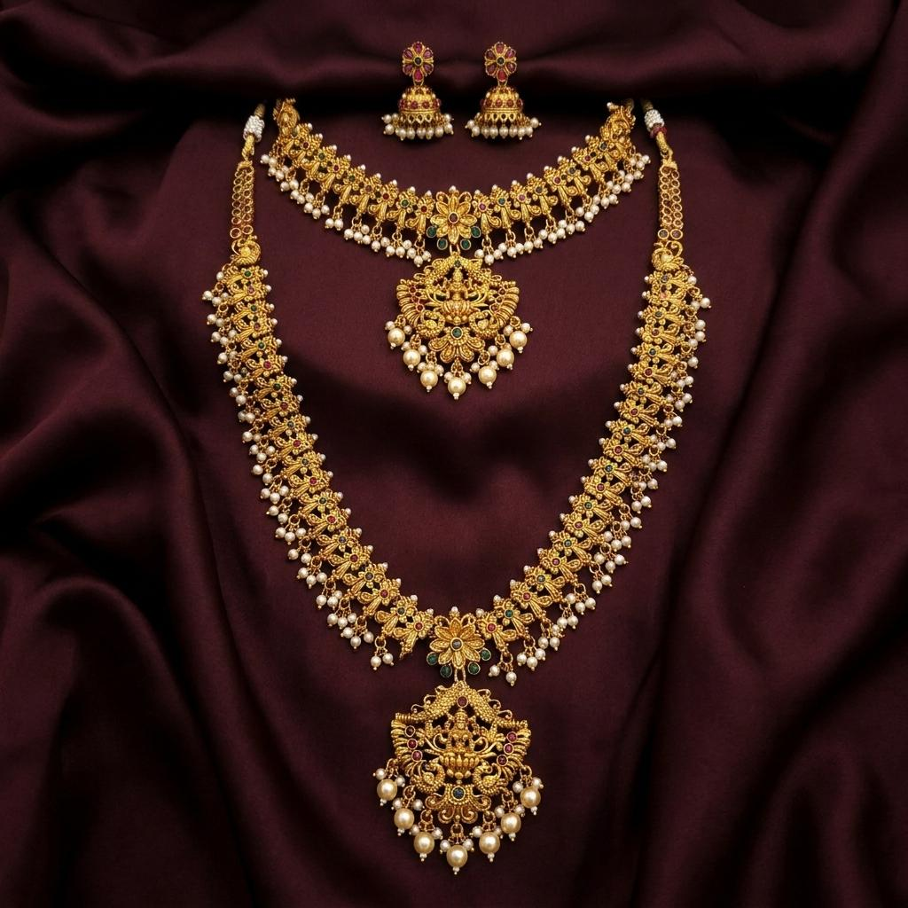 Lakshmi Floral Pearl Bridal Combo Set