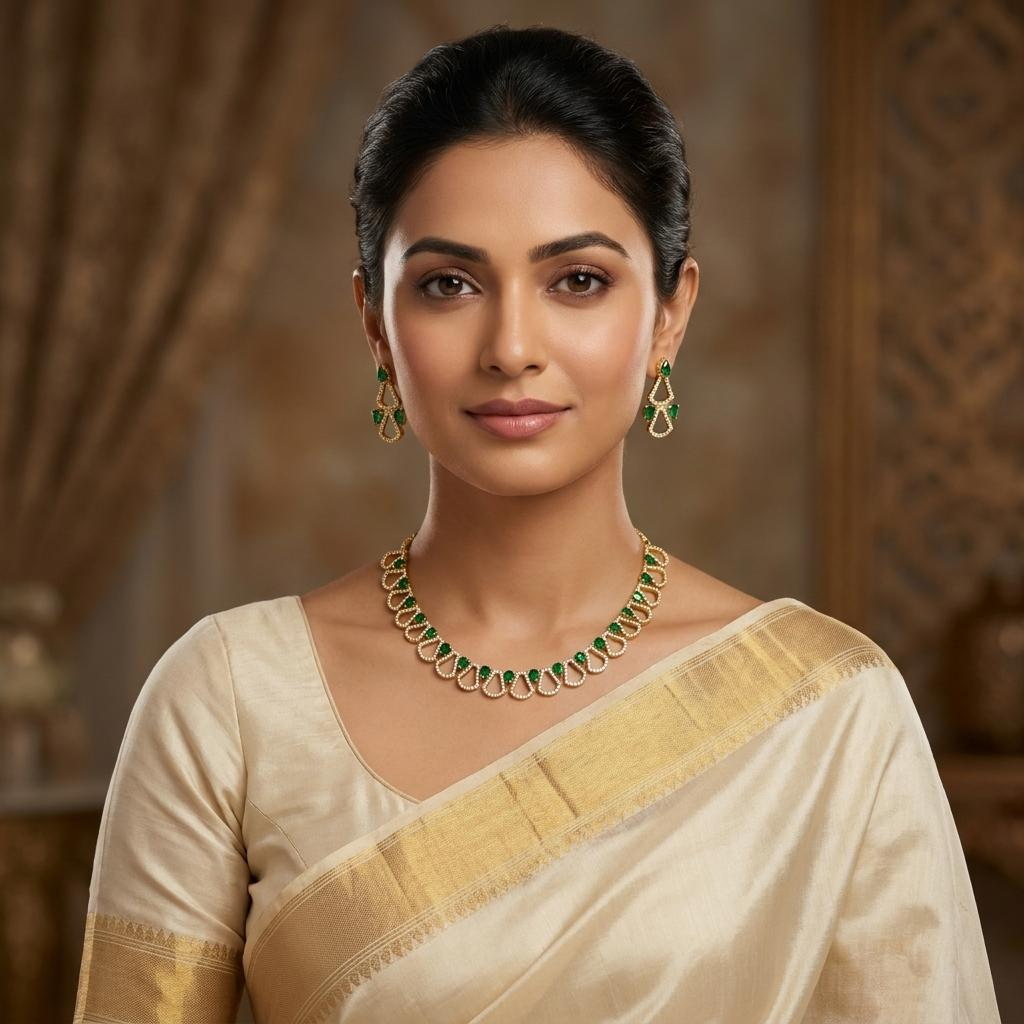 Emerald CZ Hasli Necklace Set